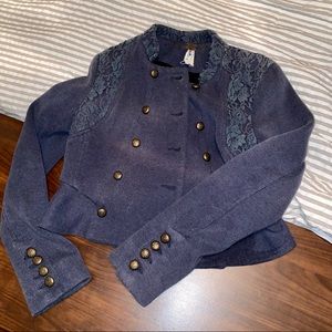 FREE PEOPLE navy cropped jacket